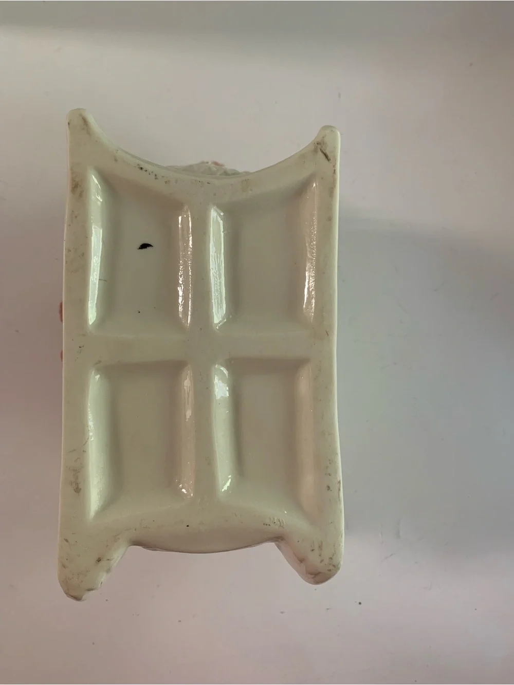Ceramic Pink Rose Accent Vase - Antique White with Gold Trim